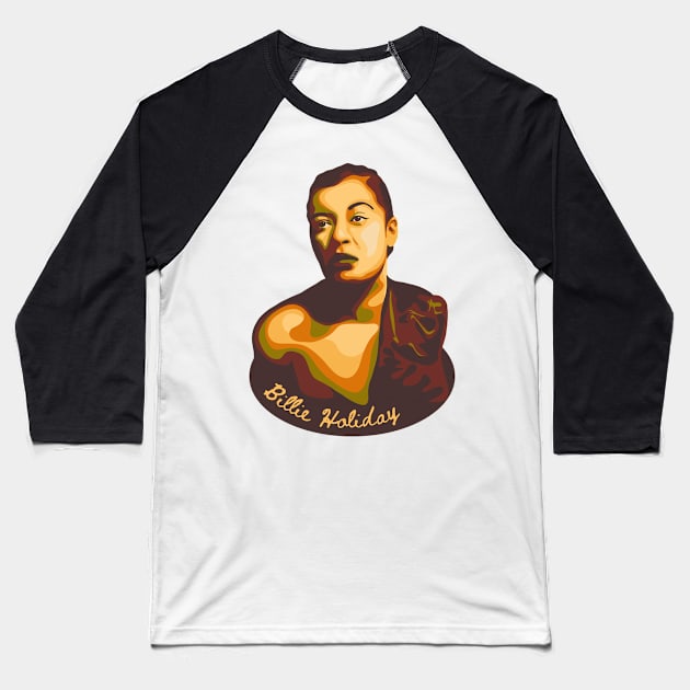 Billie Holiday Portrait Baseball T-Shirt by Slightly Unhinged